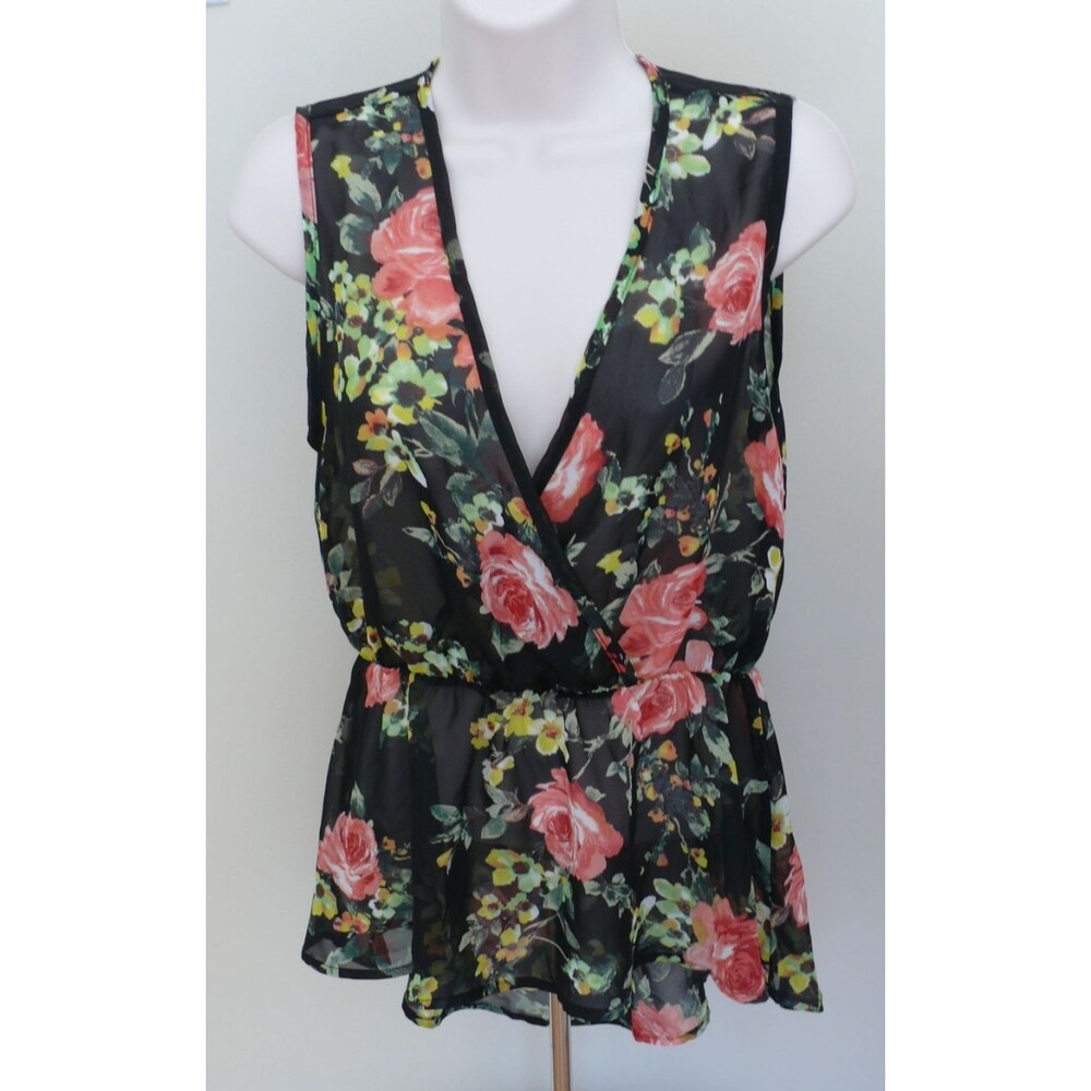 NWT VTG 90s Y2K Wet Seal Floral Sheer V Neck roses sleeveless small USA